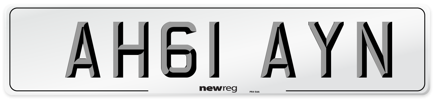 AH61 AYN Number Plate from New Reg